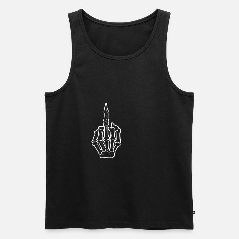 Mittelfinger Skeleton-Fan. Geschenk - Männer Premium Bio Tank Top - Schwarz