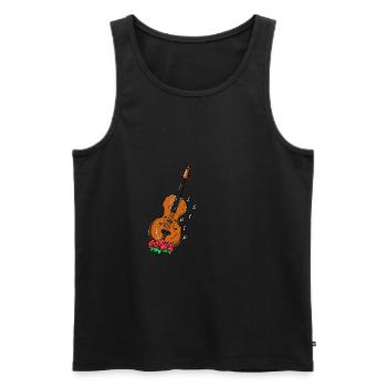 Violon avec des fleurs. Cadeau violoniste - Débardeur bio Premium Homme - noir - Devant - Michal (187cm)
