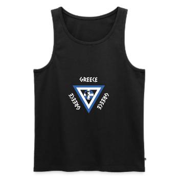 Grèce drapeau triangle Athènes Crète Kos - Débardeur bio Premium Homme - noir - Devant - AI Model Male 178 light (178cm)