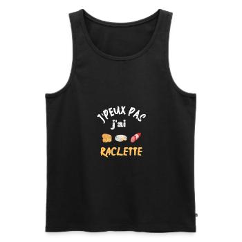 Je peux pas j'ai raclette. Idée cadeau - Débardeur bio Premium Homme - noir - Devant - AI Model Male 178 light (178cm)