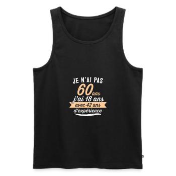 60 ans , idée cadeau humour - Débardeur bio Premium Homme - noir - Devant - Michal (187cm)