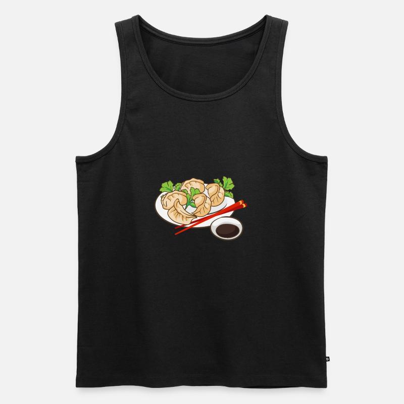 Dumplings Teller - Männer Premium Bio Tank Top - Schwarz