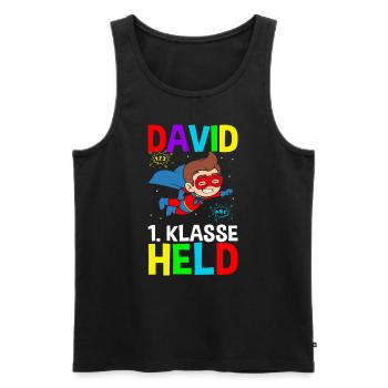 Schulkind David 1. Klasse Held - Männer Premium Bio Tank Top - Schwarz - Vorne - Michal (187cm)