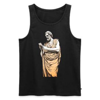 Greek Philosopher With Smartphone - Men's Premium Organic Tank Top - black - Front - AI Model Male 178 light (178cm)