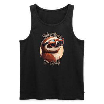 Sloth with text black - Men's Premium Organic Tank Top - black - Front - AI Model Male 178 light (178cm)