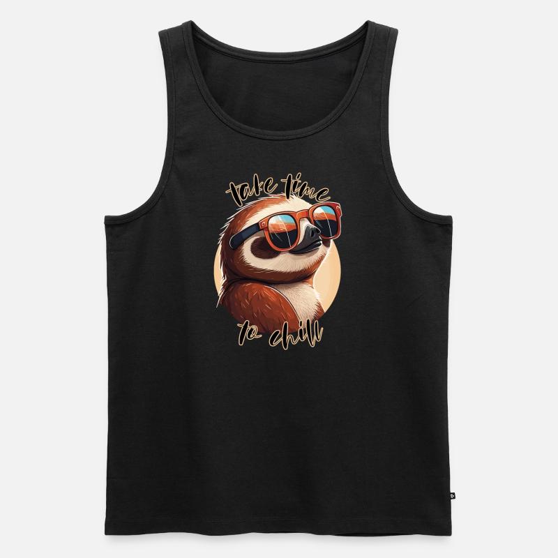 Faultier mit Text schwarz - Männer Premium Bio Tank Top - Schwarz