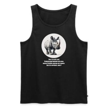 Rhinozeros (Nashorn) mit Turnschuhen - Männer Premium Bio Tank Top - Schwarz - Vorne - Michal (187cm)