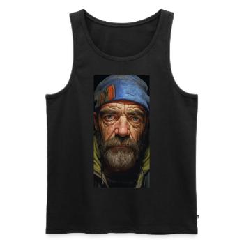 Old sad Man with blue Eyes - Men's Premium Organic Tank Top - black - Front - Michal (187cm)