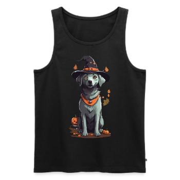 Cute Halloween Witches Dog Scary Design - Men's Premium Organic Tank Top - black - Front - Michal (187cm)