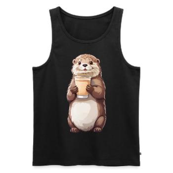 Otter Milchkaffee Liebhaber Kaffee Design - Männer Premium Bio Tank Top - Schwarz - Vorne - AI Model Male 178 light (178cm)