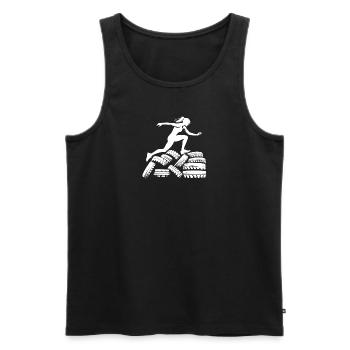 Obstacle course over the pile of tires - Men's Premium Organic Tank Top - black - Front - AI Model Male 178 light (178cm)