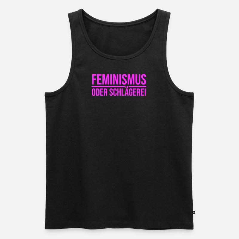 Feminismus oder Schlägerei - Männer Premium Bio Tank Top - Schwarz