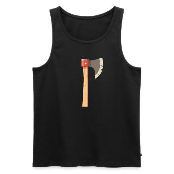 Illustration einer klassischen Holzfäller-Axt - Männer Premium Bio Tank Top - Schwarz - Vorne - Michal (187cm)