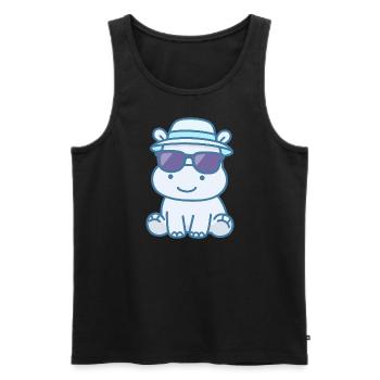 Nilpferd Flusspferd Walross Cool Sonnenbrille - Männer Premium Bio Tank Top - Schwarz - Vorne - Michal (187cm)