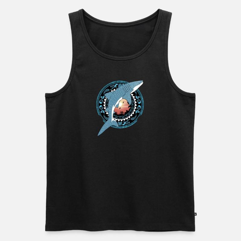 Walhai Hawaiianisch - Männer Premium Bio Tank Top - Schwarz