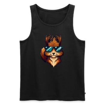 Cool Squirrel - Squirrel with sunglasses - Men's Premium Organic Tank Top - black - Front - AI Model Male 178 light (178cm)