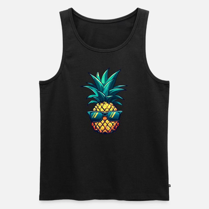 Cooler Ananas-Hingucker: Südfrucht mit Stil - Männer Premium Bio Tank Top - Schwarz
