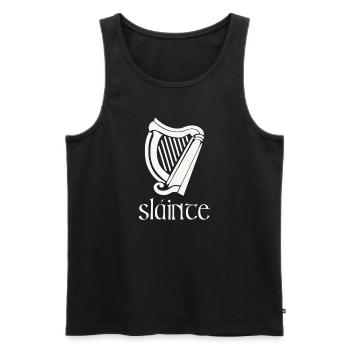 Sláinte Gaelic Irish Ireland Funny St Patricks Day - Men's Premium Organic Tank Top - black - Front - Michal (187cm)