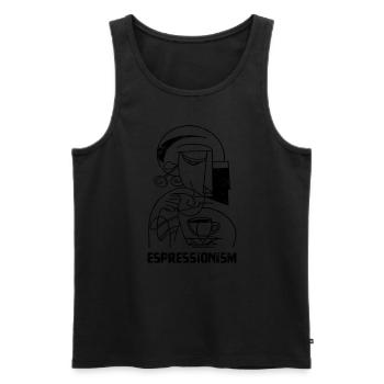 Espressionism - Espresso - Drinking Coffee - Men's Premium Organic Tank Top - black - Front - Michal (187cm)