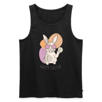 Joyeuses Pâques - Lapin de Pâques - Oeuf de Pâques - Cadeau - Débardeur bio Premium Homme - noir - Devant - Michal (187cm)
