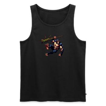 Affe hängt am Baum, Muskulöser Affe, Fitness - Männer Premium Bio Tank Top - Schwarz - Vorne - AI Model Male 178 light (178cm)