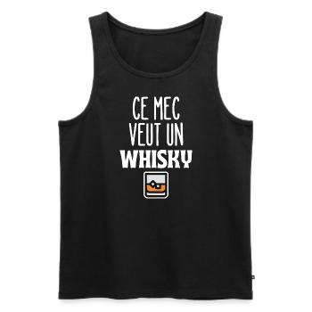 Ce mec veut un whisky - Débardeur bio Premium Homme - noir - Devant - Michal (187cm)