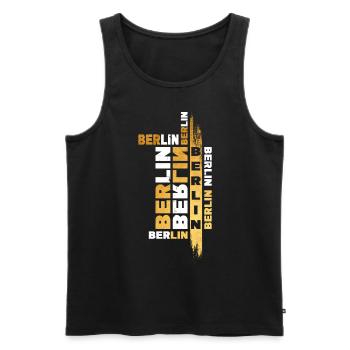 Berlin Germany City Font Gold Skyline - Men's Premium Organic Tank Top - black - Front - AI Model Male 178 light (178cm)