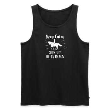 Ruhig bleiben Kinn hoch Fersen runter - Männer Premium Bio Tank Top - Schwarz - Vorne - Michal (187cm)