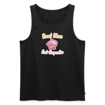 Echte Männer essen Cupcake - Männer Premium Bio Tank Top - Schwarz - Vorne - Michal (187cm)