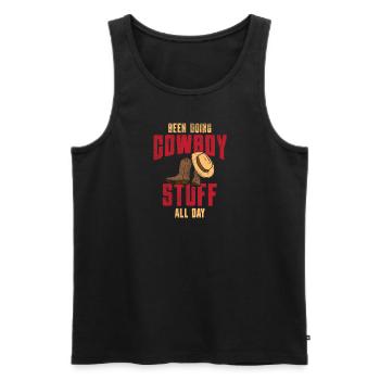 Den ganzen Tag Cowboy-Sachen machen - Männer Premium Bio Tank Top - Schwarz - Vorne - AI Model Male 178 light (178cm)
