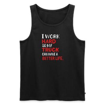 Ich arbeite hart, damit mein Truck ein besseres Le - Männer Premium Bio Tank Top - Schwarz - Vorne - Michal (187cm)