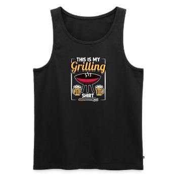 Das ist mein Grill-Shirt - Männer Premium Bio Tank Top - Schwarz - Vorne - Michal (187cm)
