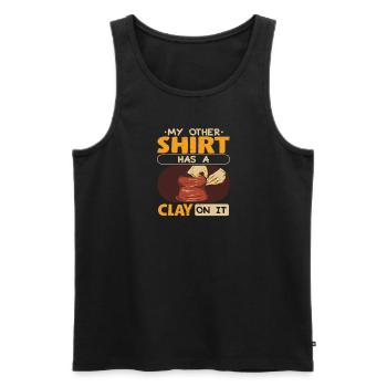 Mein anderes Shirt hat Lehm drauf - Männer Premium Bio Tank Top - Schwarz - Vorne - Michal (187cm)
