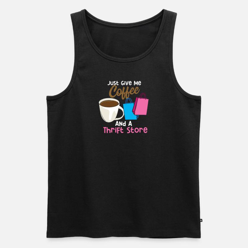 Kaffee und ein Secondhandladen - Männer Premium Bio Tank Top - Schwarz