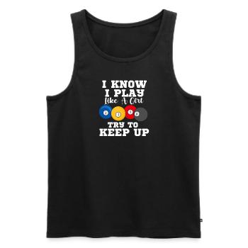 Ich weiß, dass ich wie ein Mädchen spiele und vers - Männer Premium Bio Tank Top - Schwarz - Vorne - AI Model Male 178 light (178cm)