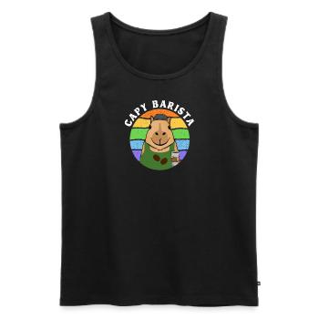 Capy Barista - Männer Premium Bio Tank Top - Schwarz - Vorne - Michal (187cm)