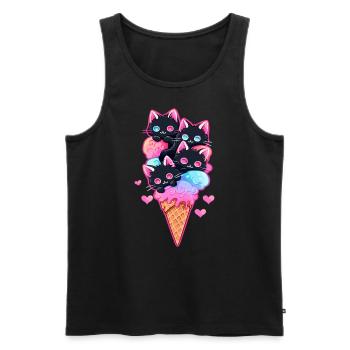 Cute Ice-Cream Kitties Valentine's Day Party - Männer Premium Bio Tank Top - Schwarz - Vorne - AI Model Male 178 light (178cm)