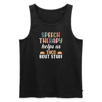 Sprachtherapie hilft uns bei Taco Bout Stuff - Männer Premium Bio Tank Top - Schwarz - Vorne - Michal (187cm)