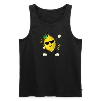 Zitrone - Männer Premium Bio Tank Top - Schwarz - Vorne - AI Model Male 178 light (178cm)