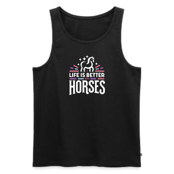 Das Leben ist besser mit Pferden - Männer Premium Bio Tank Top - Schwarz - Vorne - AI Model Male 178 light (178cm)