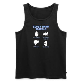 Taucher-Handzeichen - Männer Premium Bio Tank Top - Schwarz - Vorne - Michal (187cm)