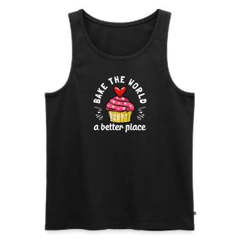 Backe die Welt zu einem besseren Ort - Männer Premium Bio Tank Top - Schwarz - Vorne - Michal (187cm)