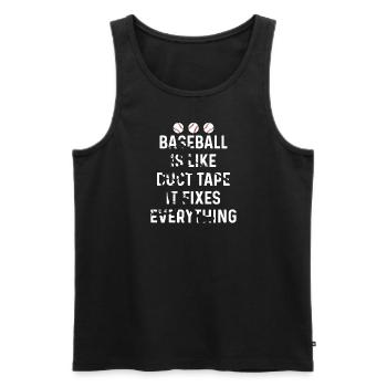 Baseball ist wie Klebeband - es repariert alles - Männer Premium Bio Tank Top - Schwarz - Vorne - Michal (187cm)