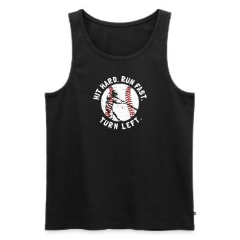 Hit Hard Run Fast Turn Left - Männer Premium Bio Tank Top - Schwarz - Vorne - Michal (187cm)