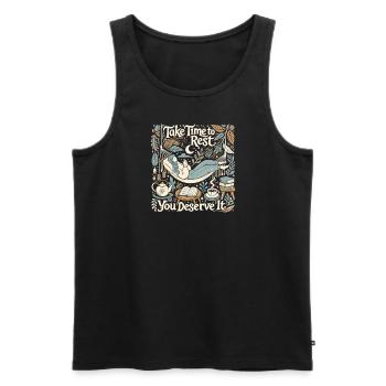 Nehmen Sie sich Zeit zum Ausruhen, Sie haben es ve - Männer Premium Bio Tank Top - Schwarz - Vorne - AI Model Male 178 light (178cm)