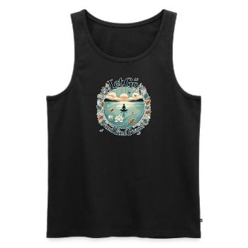 Loslassen und Frieden finden - Männer Premium Bio Tank Top - Schwarz - Vorne - Michal (187cm)