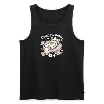 Ich tue mein Bestes... Ish - Männer Premium Bio Tank Top - Schwarz - Vorne - AI Model Male 178 light (178cm)