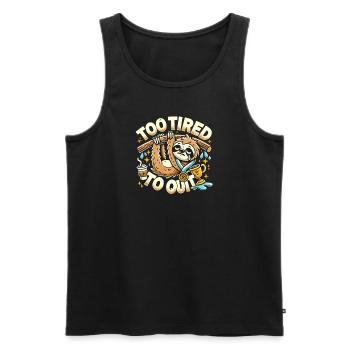 Zu müde zum Aufgeben - Männer Premium Bio Tank Top - Schwarz - Vorne - Michal (187cm)