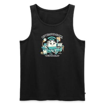 Mein Wi-Fi ist langsam, aber ich bin es auch - Männer Premium Bio Tank Top - Schwarz - Vorne - AI Model Male 178 light (178cm)