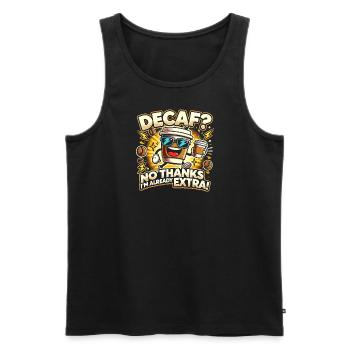 Koffeinfrei Nein danke, ich bin schon extra - Männer Premium Bio Tank Top - Schwarz - Vorne - Michal (187cm)